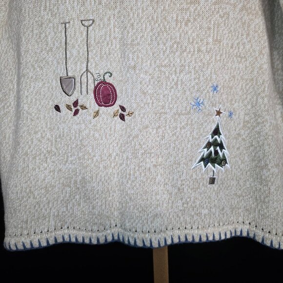 C.J. Banks Hand Embroidered "Seasons" Sweater 14W - Picture 9 of 11